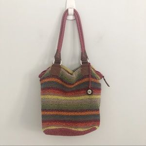 THE SAK Multicolor Crochet Satchel large EUC